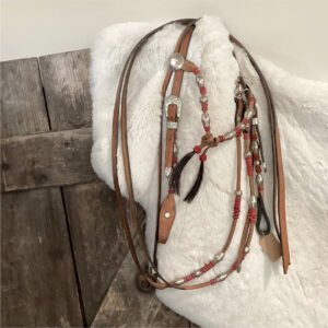 Bridle red silver with reins
