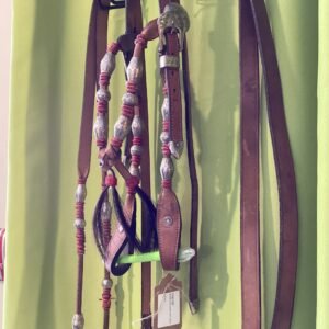 Bridle red silver with reins