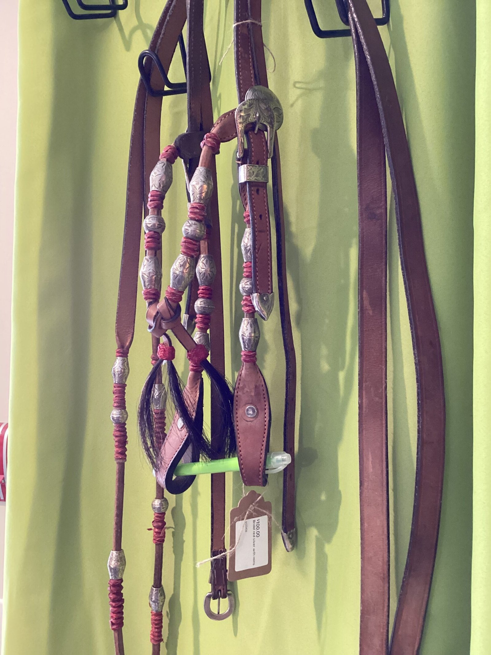 Bridle red silver with reins Bridle red silver with reins