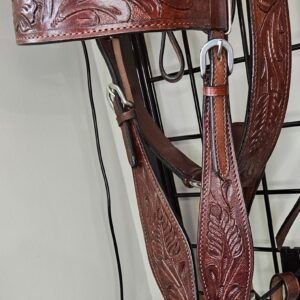 Headstall&Breast CollarReins Dark Tooled