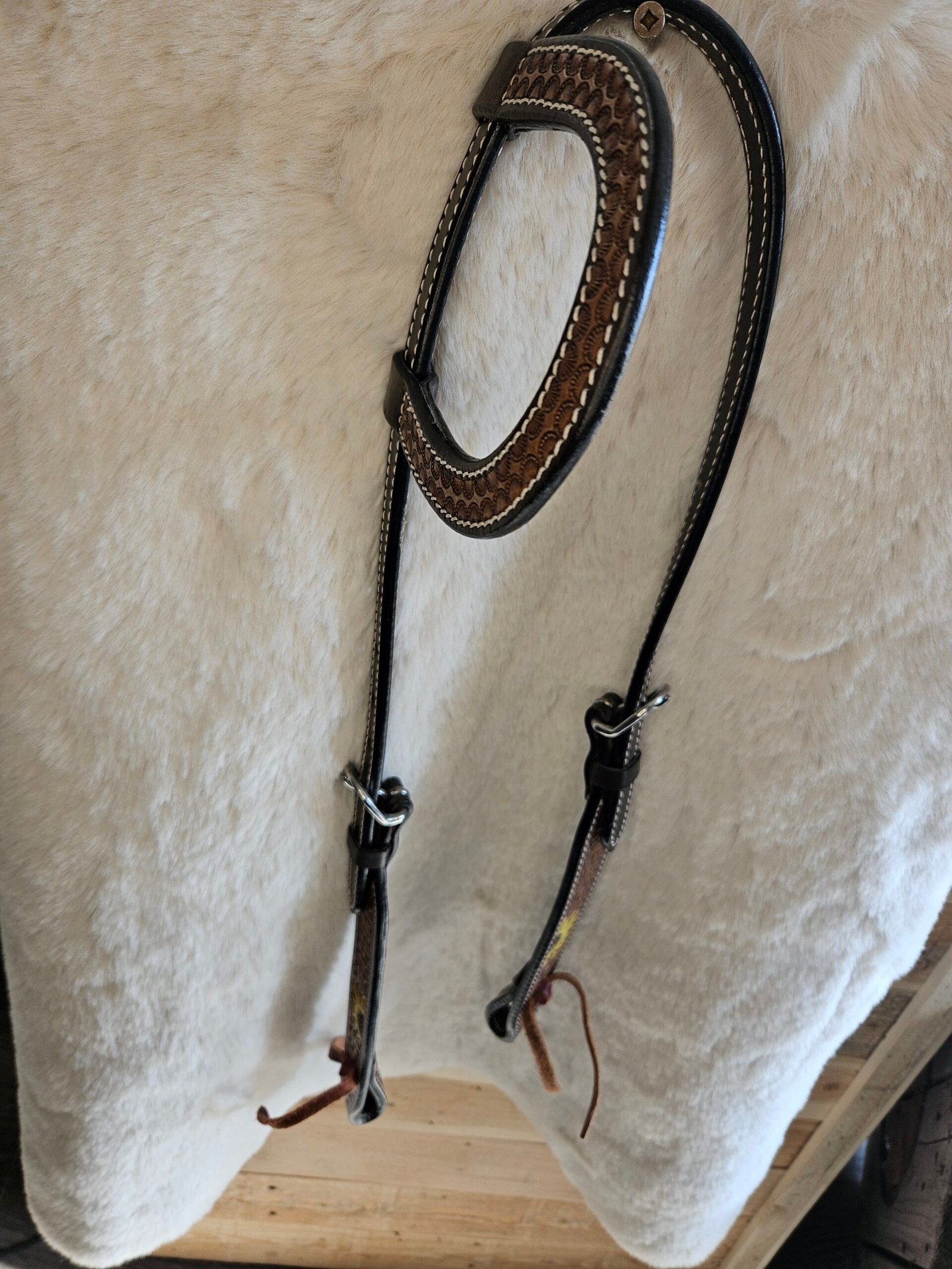 Headstall One Ear Chocolate Yellow Sunflower Headstall One Ear Chocolate Yellow Sunflower