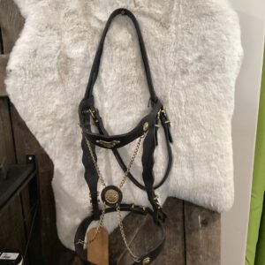 Headstall Reins breast Collar Black Gold