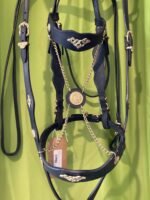 Headstall Reins breast Collar Black Gold