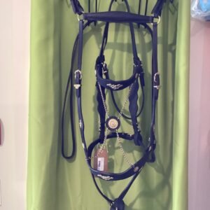 Headstall Reins breast Collar Black Gold