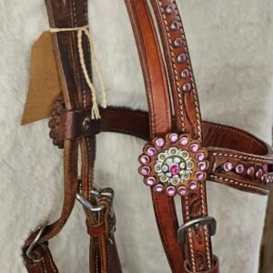 Headstall Studded Pink