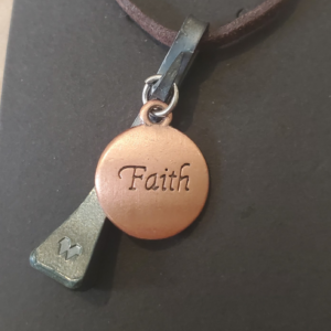 Horseshoe Nail and Faith Charm Pendant