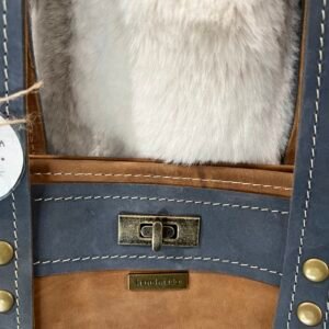 Leather Purse- Tan Navy
