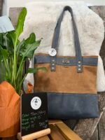 Leather Purse- Tan Navy