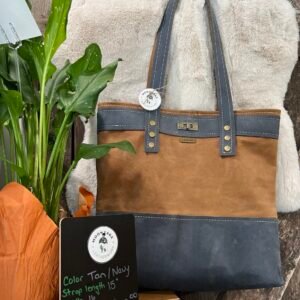 Leather Purse- Tan Navy