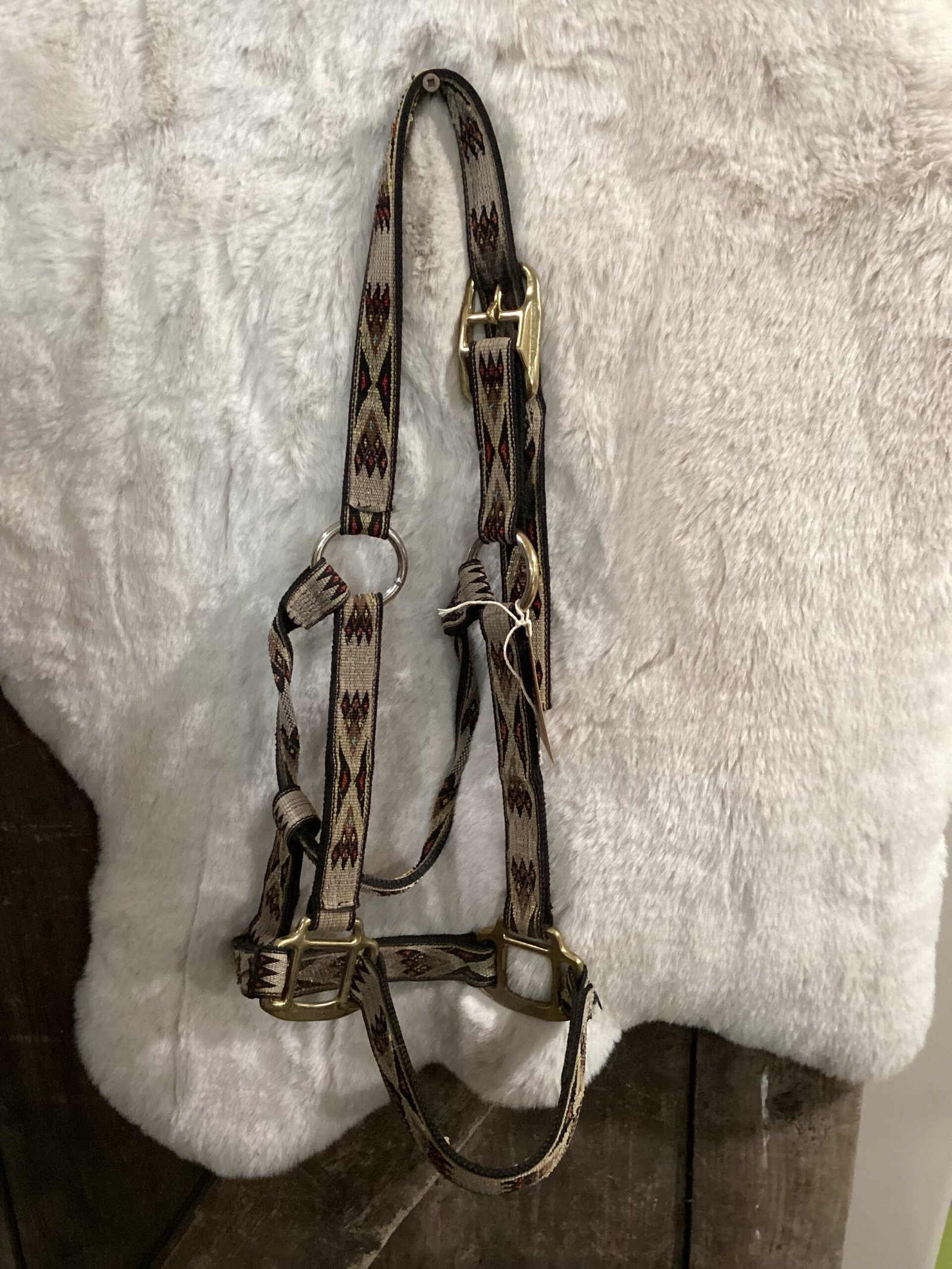 Nylon Halter Brown/Red Trim Average Nylon Halter Brown/Red Trim Average