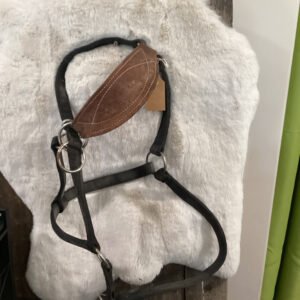 Nylon Halter with Leather Nose Piece Black