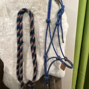 Rope Halter Blue with Blue/White/Pink lead